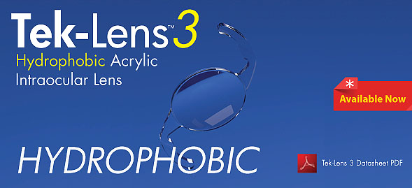 hydraphobic, hydrophobic acrylic IOL, IOL, Tek-Lens 3